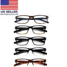 Reading Glasses Men Rectangle Blue Light Multicolor Set Of 5 Strength 3.00 new