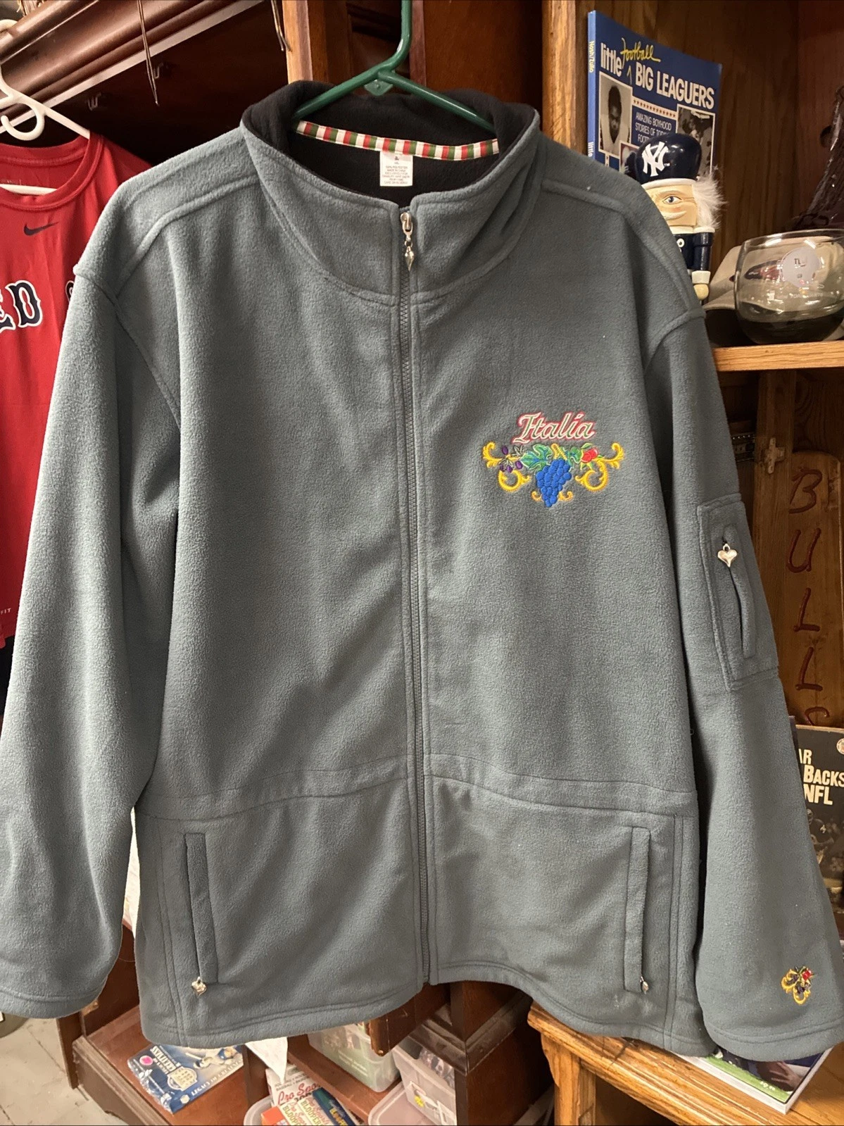 DANBURY MINT "ITALIA" Embroidered Fleece Jacket Men's Size XXL Bluish Gray