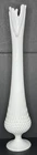 Vintage Fenton White Milk Glass Hobnail Swung Vase 23.5” Pedestal MCM Large