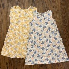 Two Uniqlo Paul & Joe Cassie Byrnes Girls Floral Sleeveless Shift Dresses Sz 7-8