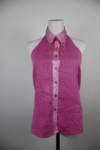 Armani Jeans, Armani Jeans Chemise Sans Manches Femme 46 Violet À Rayures Vintage Coton Soie