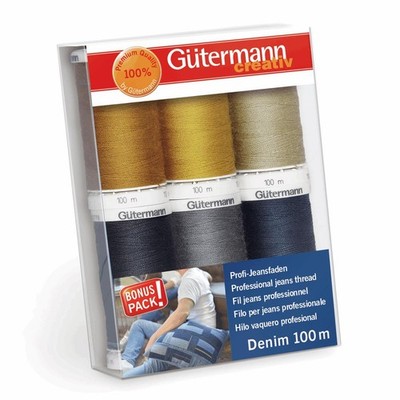 Gutermann Professional Jeansgarn Set 6x 100m Rollen - Jeansnähte extra stark