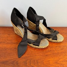 Tommy Hilfiger Black Polka Dot Women's Wedge Sandals. size 7.5 Shoe 234