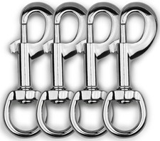Garwor 4Pcs Heavy Duty Chrome Swivel Snap Hooks with Spring,Flag Hooks 0.77"x...