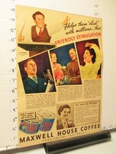 newspaper ad 1937 MAXWELL HOUSE coffee Rita Rio Lanny Ross Fred Paula Stone