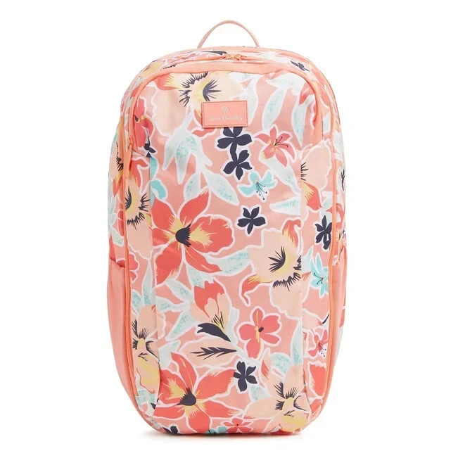 NWT Vera Bradley Travel Backpack Rain Forest Lily Coral  display picture 3