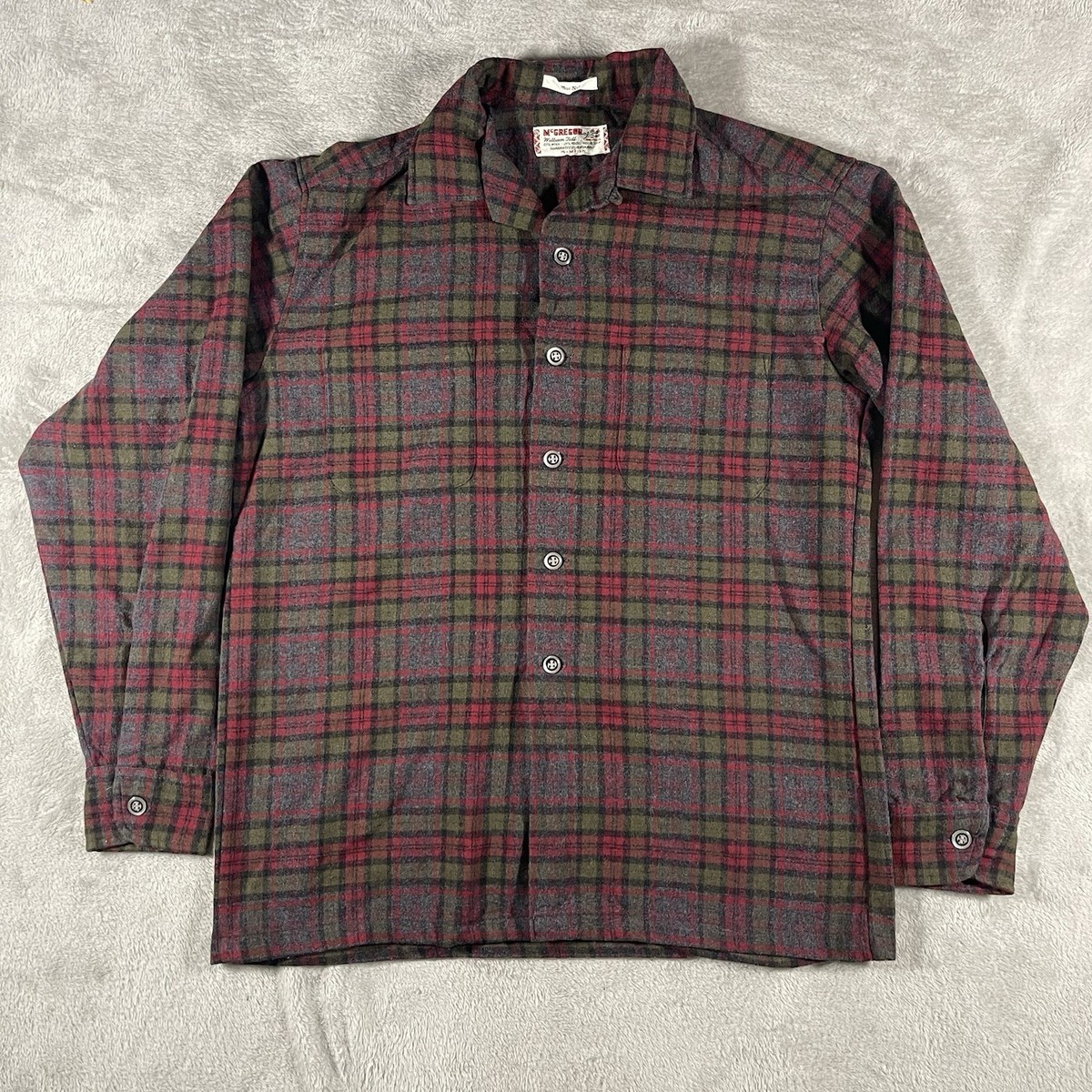 VTG McGregor William Tell Flannel Shirt Mens M Wool Blend