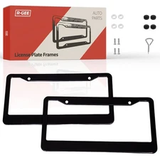 2Pcs Matte Black License Plate Kit Cover Front Rear Universal USA Size