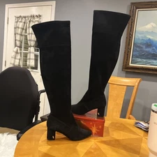 Kurt Geiger London Burlington Knee High Boot Black Suede Size 7 New