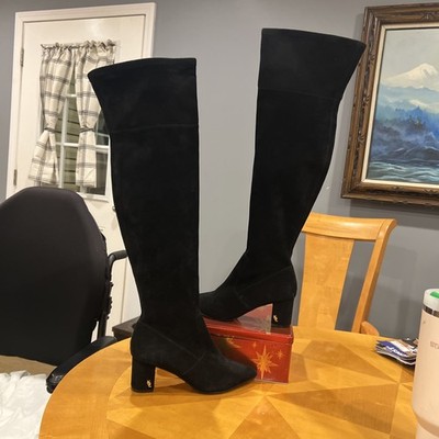 Kurt Geiger London Burlington Knee High Boot Black Suede Size 7 New