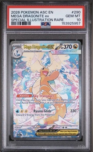 2026 POKEMON ASC EN-ASCENDED HEROES 290 MEGA DRAGONITE EX SIR PSA 10 GEM MINT