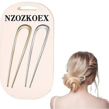 2 PCS 5.5 Inch UShaped Metal French Hair Pins For Thick Hair Buns Styling