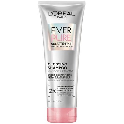 L'Oreal Paris Glossing Sulfate Free Shampoo with Glycolic Acid, Hair Care 6.8 oz