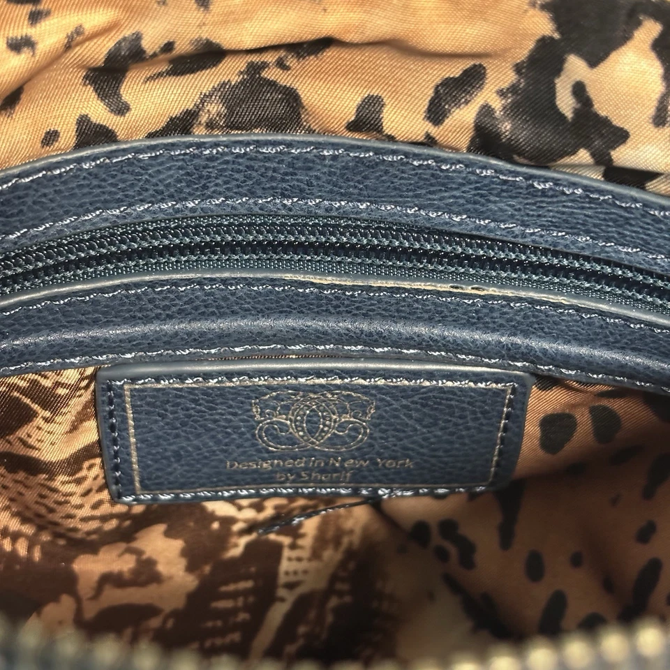 Nuevo Bolso Bandolera/Cartera Original Por Sharif 1827 Azul Flecos/Tachuelas Gamuza Borde Foto 2 de 4