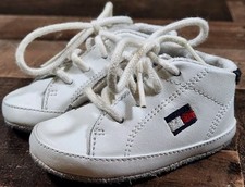 Tommy Hilfiger Baby Shoes Sneakers 2 Months White Leather Laces Infant Newborn