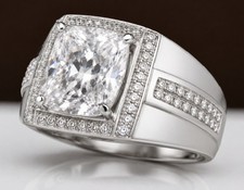 11mm x 11mm x 8mm Cushion Semi Mount Cocktail Ring 925 Sterling Silver Men Ring