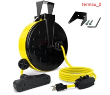 30 Ft Retractable Extension Cord Reel, 16/3 SJTW Power Cord with 3 Electrical