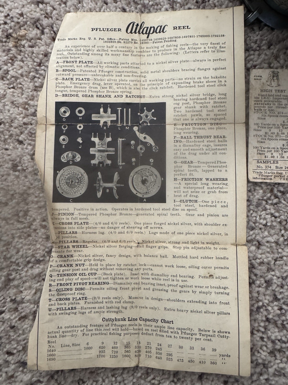 Pflueger ATLAPAC No.#1660 Size 6/0 German Silver with Orig Tin Can & Circa-1929