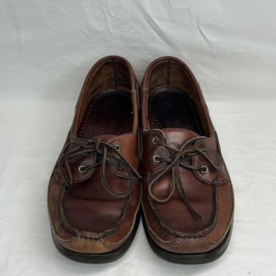 Sebago Docksides Shoes Mens Size 8.5 Brown Leather Boat Moc Toe Casual Comfort
