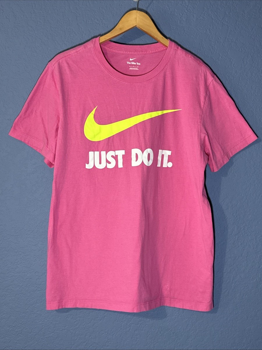 Authentic Nike Swoosh T-shirt Neon Pink With Neon Green Swoosh