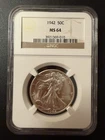 1942 Walking Liberty Half Dollar NGC MS64 - Brilliant!