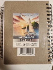 Artistic Eye Sketch Book Set of 3, 5.5 x 8.5 in, 160 Sheets, Brown, Spiral Bound