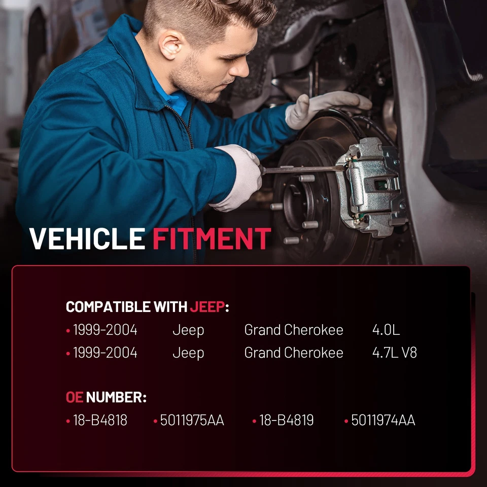 2pcs Brake Calipers Rear L+R 5011975AA For 99-04 Jeep Grand Cherokee WJ l6 4.7L Foto 2 de 4