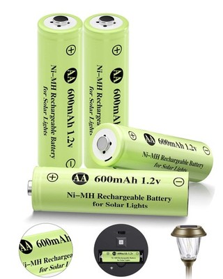 Rechargeable AA Batteries Ni-MH 600mAh 1.2V Solar Batteries 4 Pack