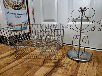 VTG Disney Mickey Mouse Dish Rack Wire Metal  Finish W/ Silverware & Napkin Hold