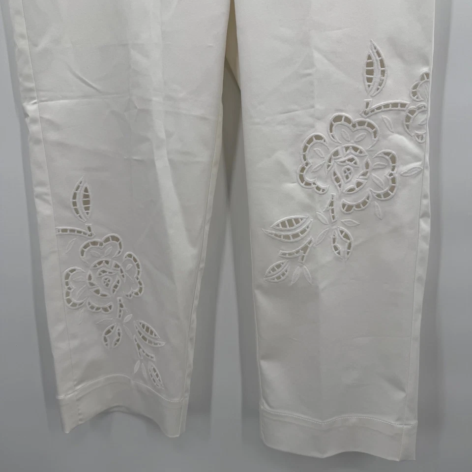 Pantalones Cortos Chicos Satén Recortados Talla 6 0.5 Alabastro Blanco Floral NUEVO Foto 3 de 4