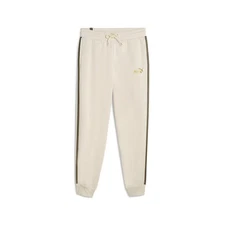 PUMA Essentials Tape Minimal Gold Fleece Sweatpants Womens White Casual Athletic