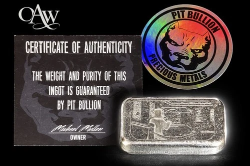 Pit Bullion PROTOTYPE 5 OZ Silver Art Bar ** ULTRA RARE ** COA (See Description)