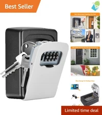 Sturdy Wall-Mounted Key Safe - Stainless Steel with 4-Digit Lock for 5 Keys