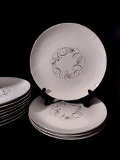 Set/4 TEMPO by MEITO (4) 10" Dinner Plates Japan Platinum VERY GOOD