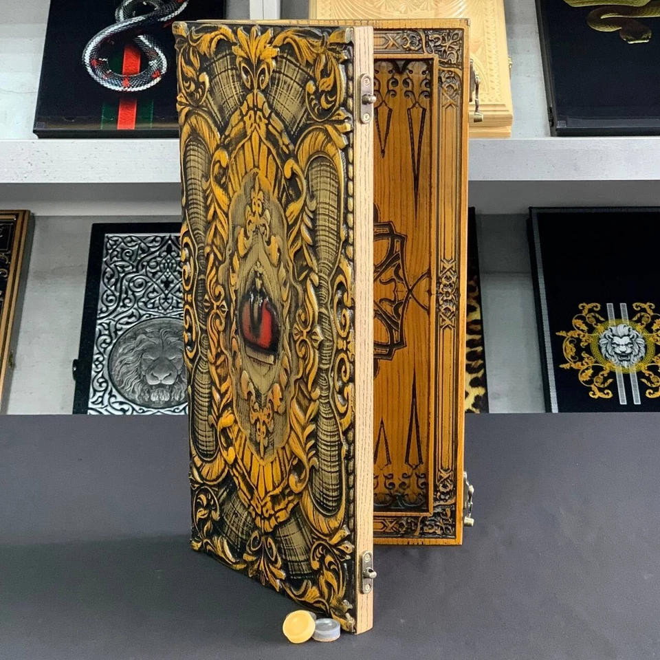 Wooden Backgammon Board Set 46cm (18") Crown Design, Gift for Him, Tabletop Game - Image 3 of 4