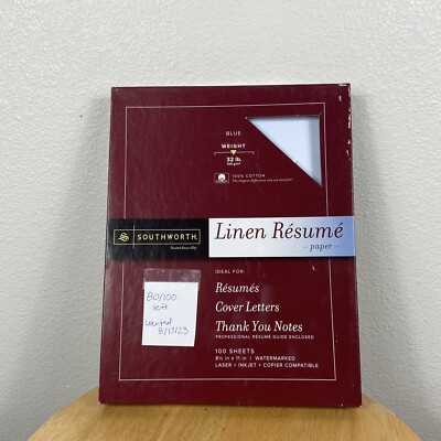 Southworth 100% Cotton Premium Linen Resume Paper 8.5 x 11 Blue *80 Pieces Left*