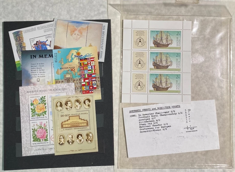 Selos postais magiares da Hungria 1986 livreto 8 P/S, lote de 222 selos 1950-1990 - Imagem 2 de 4