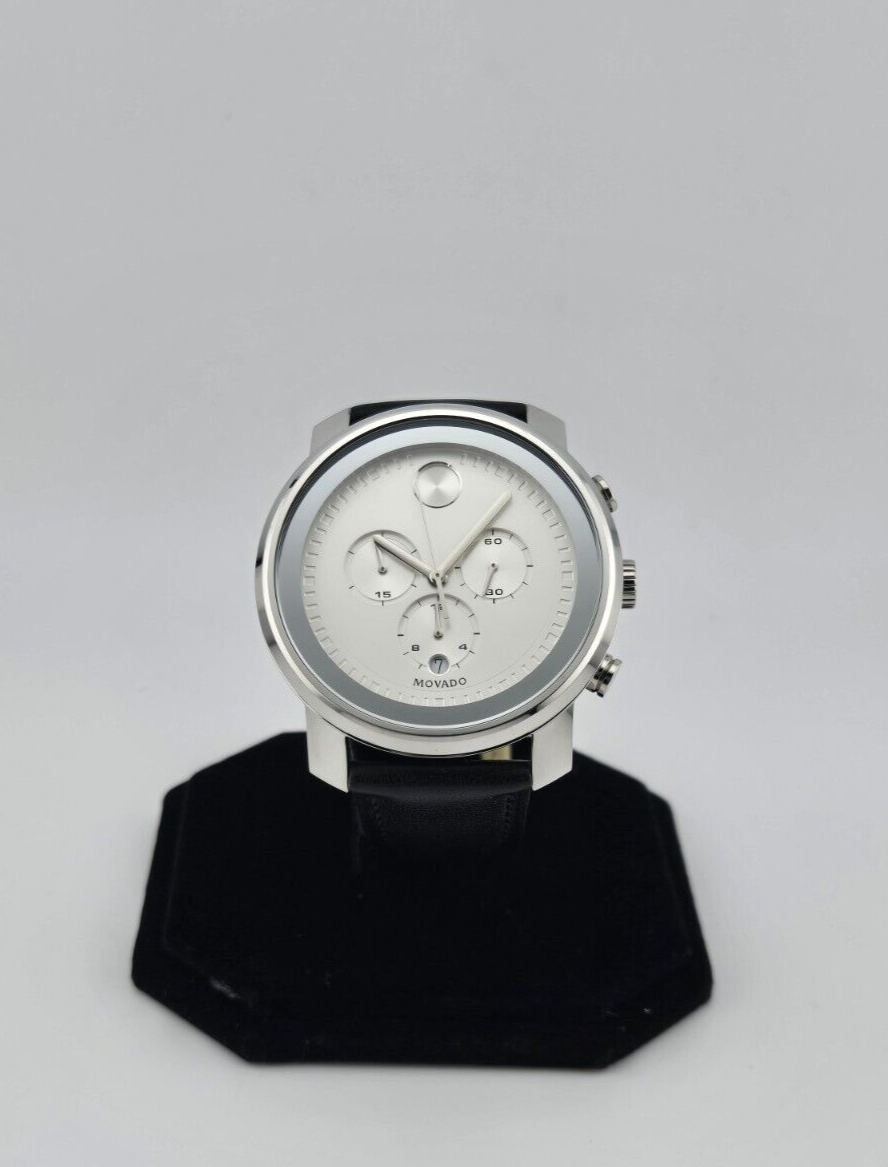 Movado Bold Trend Men’s Silver Dial Leather Band Watch - 3600276