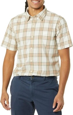 Goodthreads Men s Standard-Fit Short-Sleeve Stretch Poplin Shirt-Small