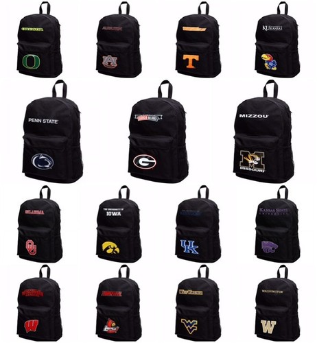 NCAA Full Size Licensed Student School Black Sprint Backpack - Various Teams New - 第 1/20 張圖片