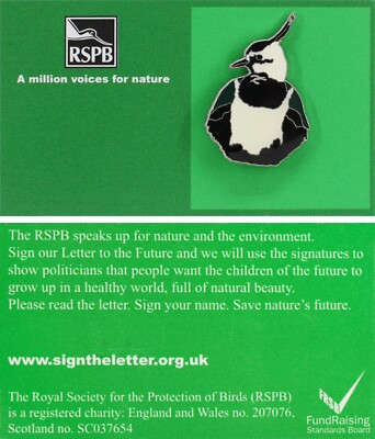 Rspb Razorbill Pin RSPB Pin Badge AMVfN Lapwing - Letter to the Future P02659 | eBay UK