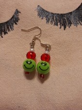 Grinch Santa Hat Earrings New Handmade