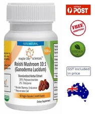 Ganoderma Lucidum 10:1 Extract (Reishi Mushroom) - 500mg - AU Stock