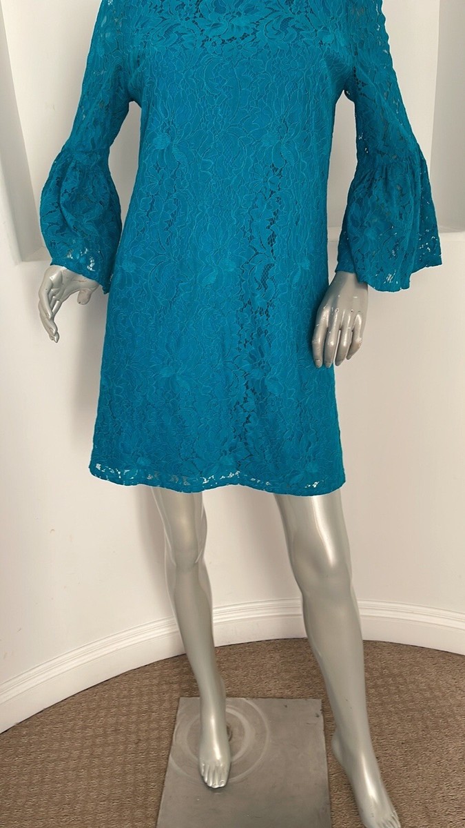 Lace Shift Dress Laundry By Shelli Segal Women's - Bell Sleeve Design,  Daytime Casual Dress, Elegant & Comfortable Fit Bell Sleeve Lace Dress Women
