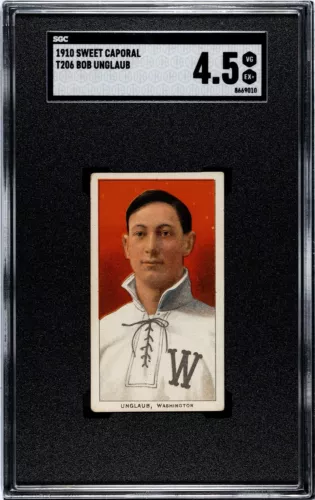 1910 T206 White Borders Bob Unglaub Washington Senators SGC 4.5 VG-EX+ Awesome!