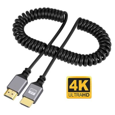 HDMI-Compatible to MINI/Micro Coiled Extension Flexible Cable Male to Male Plug