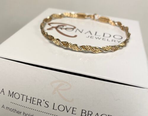 Ronaldo Jewelry A MOTHER'S LOVE 14k Gold/Silver Bangle Bracelet ~7.5" New in Box
