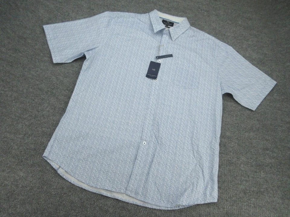 Camisa Michael Brandon Para Hombres 2XL Azul Ajustada Manga Corta Abotonada Adulto XXL NUEVA Foto 3 de 4