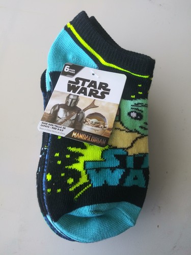 Star Wars Mandalorian Boys No-Show Graphic Print Socks 6 pack Sz Medium 9-2.5 - Picture 2 of 6