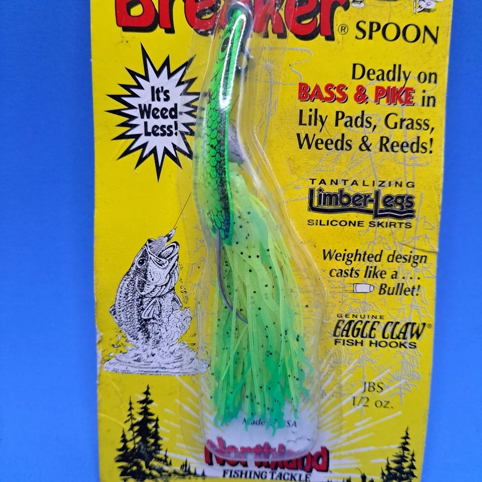 Northland Jaw-Breaker Spoon Lure 1/2 oz VTG Weedless Topwater Bass Pike EUA NOS - Imagem 3 de 4